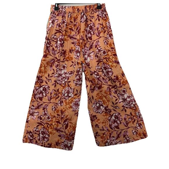 Rachel Zoe Wide Leg Linen Pants Womens S Floral Resort Fall Colors NWT - Picture 4 of 12